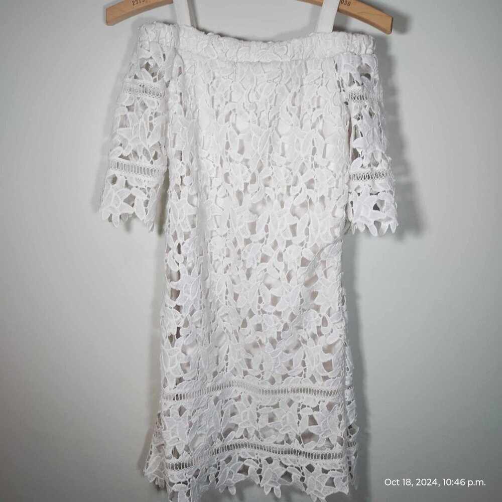 Ava and Yelly white large cut lace halter dress girls size 10 nordstrom brand